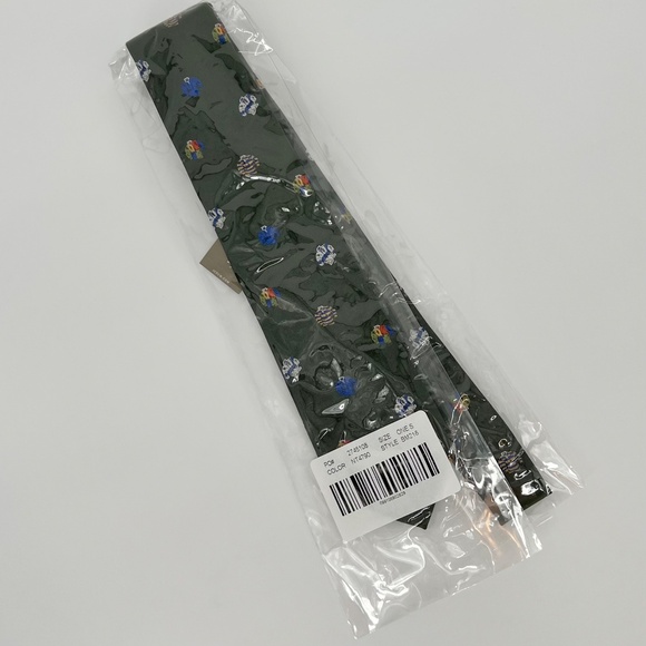 J. Crew Men's Rugby Pattern 100% Silk Tie Green Ludlow English Hand Stitched USA - Picture 10 of 12